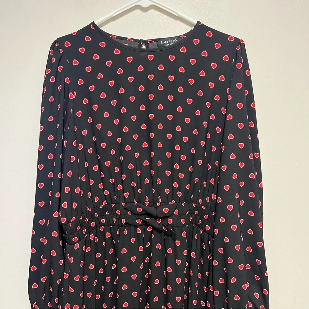 Kate Spade Heartfelt Geo Midi Dress Heart Print Size L - Picture 4 of 11